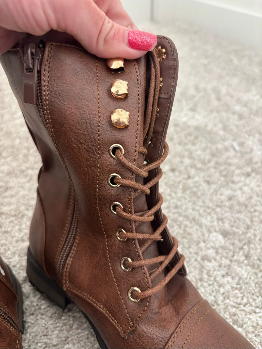 NEW Girls Brown Lace-Up Boots
